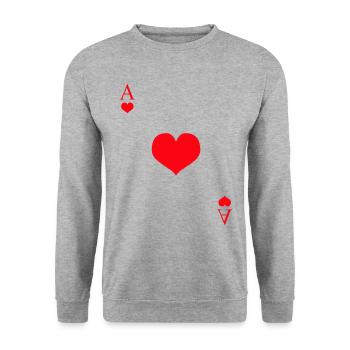 Jeu de cartes as de cœur - Sweat-shirt Unisexe - gris chiné - Devant - Alina (178cm) & Michal (187cm)