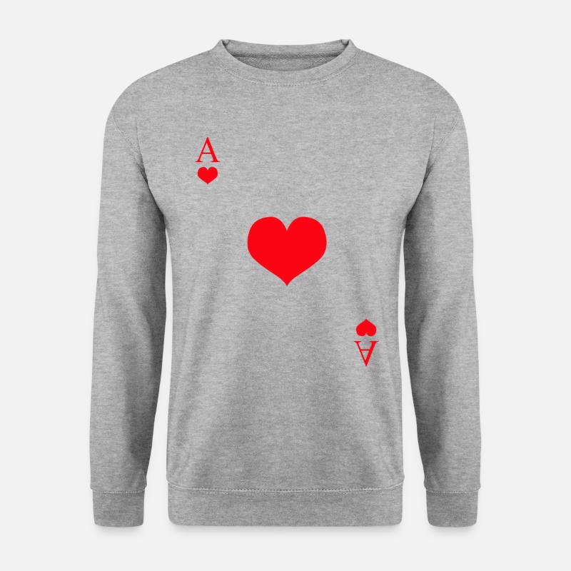 Kartenspiel Herz Ass - Unisex Pullover - Weißgrau meliert