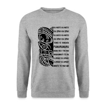 Haka New Zealand rugby - Unisex Sweatshirt - salt & pepper - Front - Alina (178cm) & Michal (187cm)