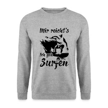 Surfer Spruch - Unisex Pullover - Weißgrau meliert - Vorne - Alina (178cm) & Michal (187cm)