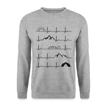 Battement de coeur de camping - Sweat-shirt Unisexe - gris chiné - Devant - Alina (178cm) & Michal (187cm)