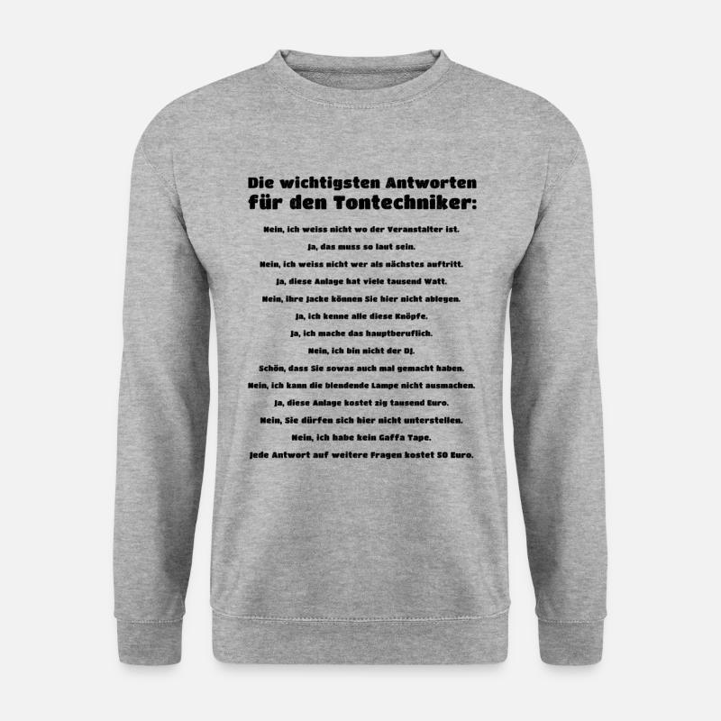 Tontechniker Spruch - Unisex Pullover - Weißgrau meliert