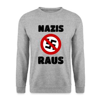 Anti Nazi saying - Unisex Sweatshirt - salt & pepper - Front - Alina (178cm) & Michal (187cm)