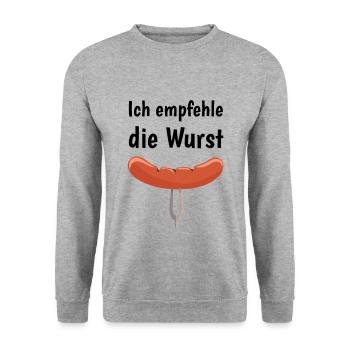 Grillen Ich Empfehle Die Wurst - Unisex Pullover - Weißgrau meliert - Vorne - Alina (178cm) & Michal (187cm)