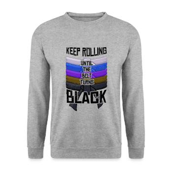 Brazilian Jiu-Jitsu Keep Rolling Belt Turns Black - Unisex Sweatshirt - salt & pepper - Front - Alina (178cm) & Michal (187cm)