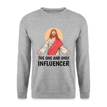Jesus The One And Only Influncer - Unisex Sweatshirt - salt & pepper - Front - Alina (178cm) & Michal (187cm)