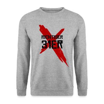 Richtiger 31er - Unisex Pullover - Weißgrau meliert - Vorne - Alina (178cm) & Michal (187cm)