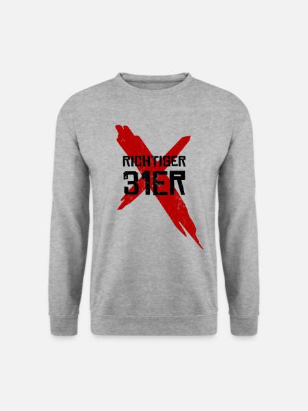 Richtiger 31er - Unisex Pullover - Weißgrau meliert