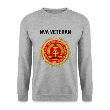 DDR NVA Veteran - Unisex Pullover - Weißgrau meliert - Vorne - Alina (178cm) & Michal (187cm)