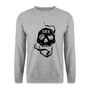 31er - Unisex Pullover - Weißgrau meliert - Vorne - Alina (178cm) & Michal (187cm)