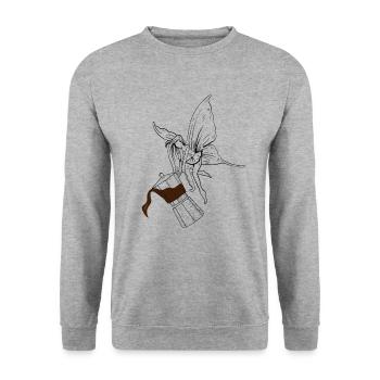 Kaffee Fee - Unisex Pullover - Weißgrau meliert - Vorne - Alina (178cm) & Michal (187cm)