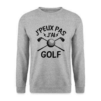 J'peux pas j'ai golf - Sweat-shirt Unisexe - gris chiné - Devant - Alina (178cm) & Michal (187cm)