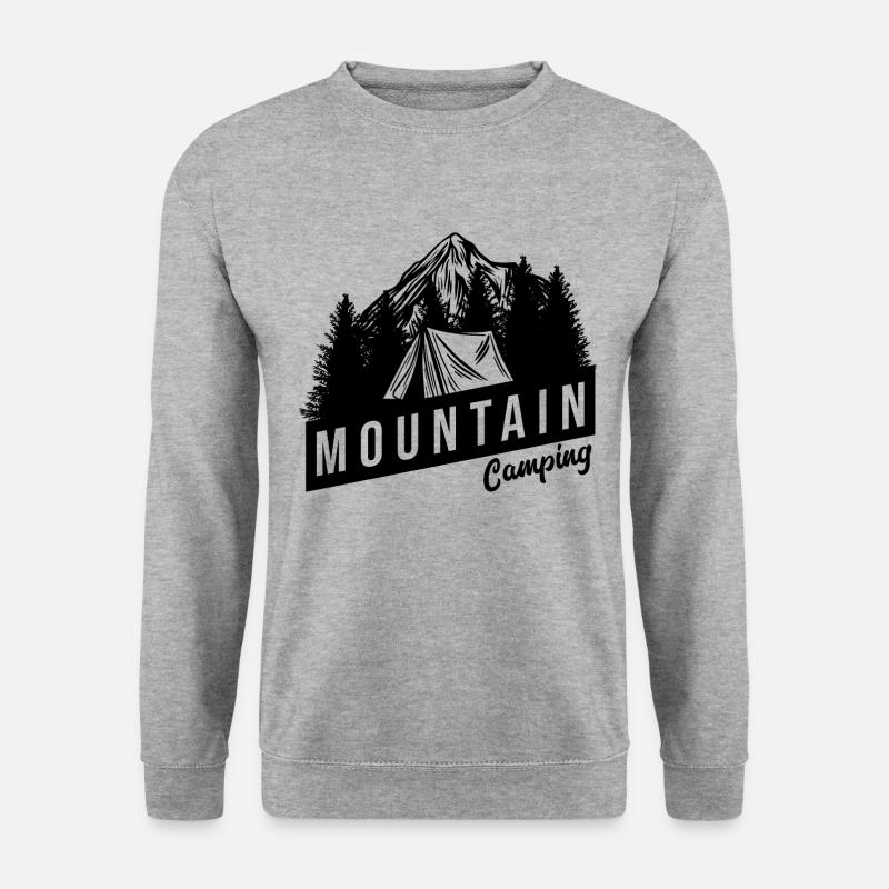 mountain tent camping - Unisex Pullover - Weißgrau meliert