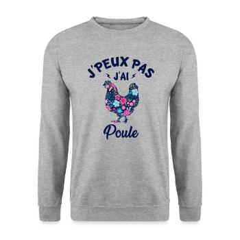 J'peux pas j'ai poule - Sweat-shirt Unisexe - gris chiné - Devant - Alina (178cm) & Michal (187cm)