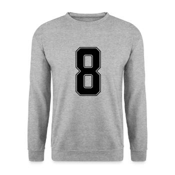 8 ans numéro maillot 8 - Sweat-shirt Unisexe - gris chiné - Devant - Alina (178cm) & Michal (187cm)
