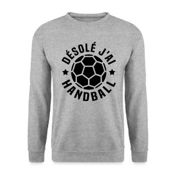 désolé j'ai handball - Sweat-shirt Unisexe - gris chiné - Devant - Alina (178cm) & Michal (187cm)
