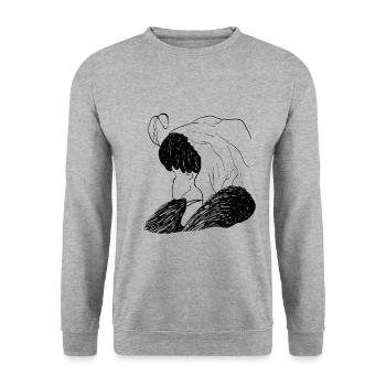 bagging old lady or young woman - Unisex Sweatshirt - salt & pepper - Front - Alina (178cm) & Michal (187cm)