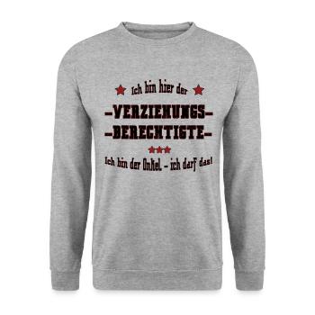 Verziehungsberechtigtern - ich bin der Onkel - Unisex Pullover - Weißgrau meliert - Vorne - Alina (178cm) & Michal (187cm)