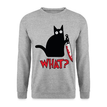Chat quoi? - Sweat-shirt Unisexe - gris chiné - Devant - Alina (178cm) & Michal (187cm)