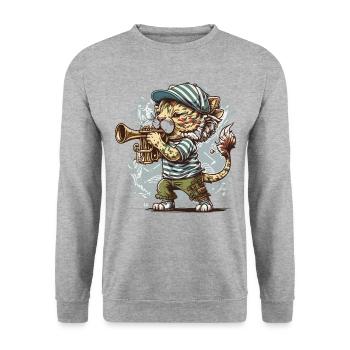 Lion Trumpeter - Unisex Sweatshirt - salt & pepper - Front - Alina (178cm) & Michal (187cm)