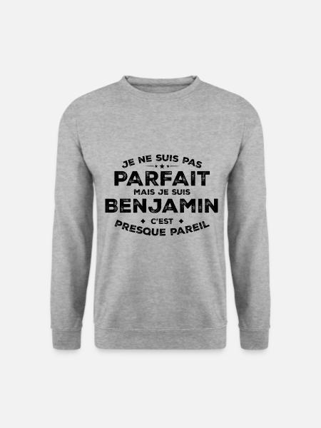Benjamin Ein Vorname, eine Haltung Humor Benjamin - Unisex Pullover - Weißgrau meliert