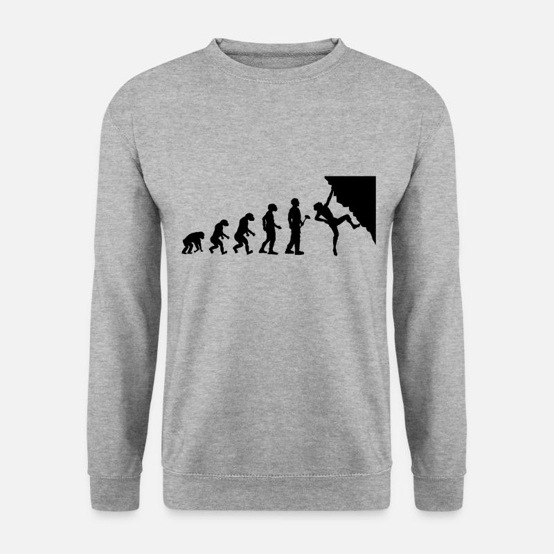 Evolutionstheorie Klettern - Unisex Pullover - Weißgrau meliert