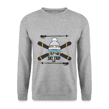 Ski Trip Zell - ski holiday - ski slope - Unisex Sweatshirt - salt & pepper - Front - Alina (178cm) & Michal (187cm)