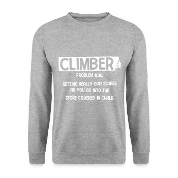 Klettern Bouldern - Unisex Pullover - Weißgrau meliert - Vorne - Alina (178cm) & Michal (187cm)