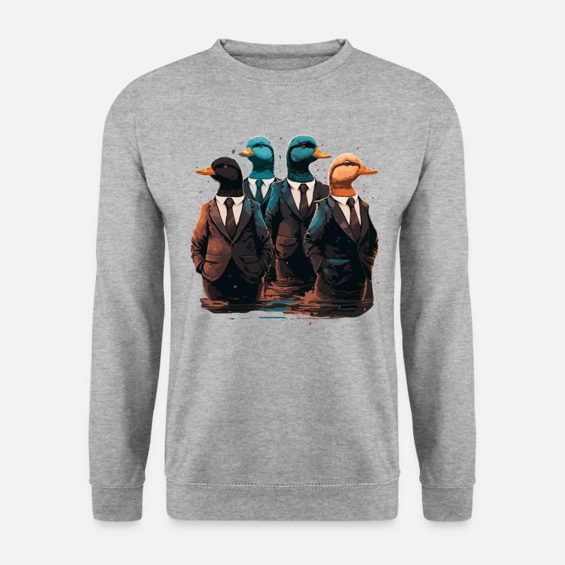 Lustige Enten in Anzügen - Unisex Pullover - Weißgrau meliert