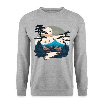 Vacances japonaises - Sweat-shirt Unisexe - gris chiné - Devant - Alina (178cm) & Michal (187cm)