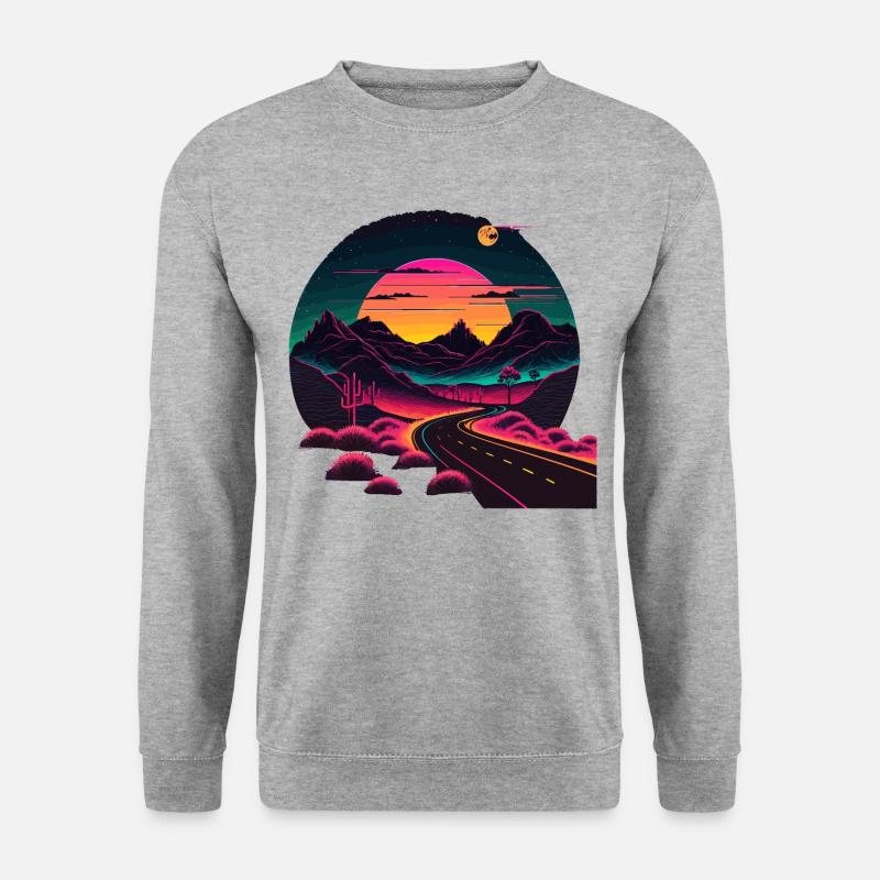 Synthwave Style Road - Unisex Sweatshirt - salt & pepper