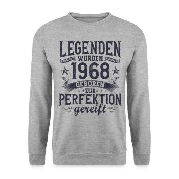 Legenden wurden im Jahrgang 1968 geboren - Unisex Pullover - Weißgrau meliert - Vorne - Alina (178cm) & Michal (187cm)