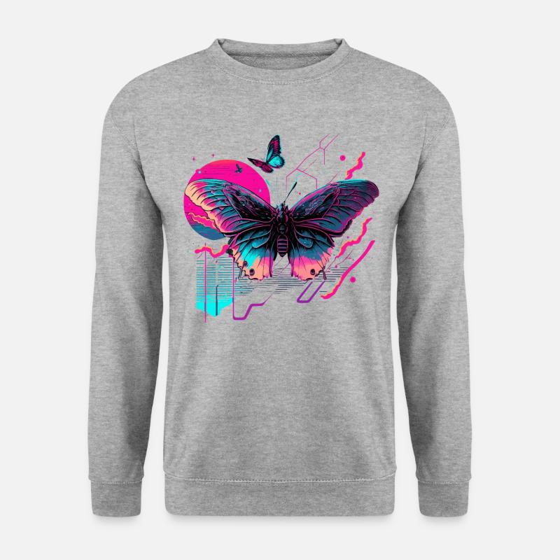 Träume von Neon Butterfly - Unisex Pullover - Weißgrau meliert