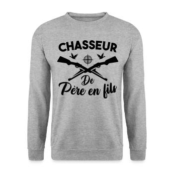 Chasseur de père en fils - Sweat-shirt Unisexe - gris chiné - Devant - Alina (178cm) & Michal (187cm)