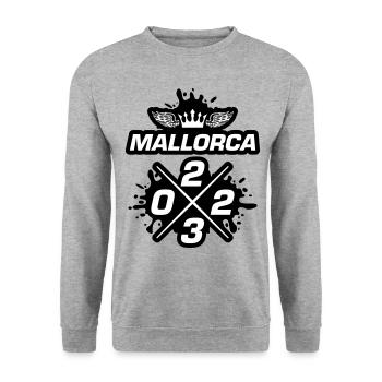 Mallorca 2023 - Unisex Pullover - Weißgrau meliert - Vorne - Alina (178cm) & Michal (187cm)