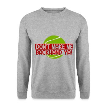 Tennisplatz Spruch Für Tennis - Unisex Pullover - Weißgrau meliert - Vorne - Alina (178cm) & Michal (187cm)