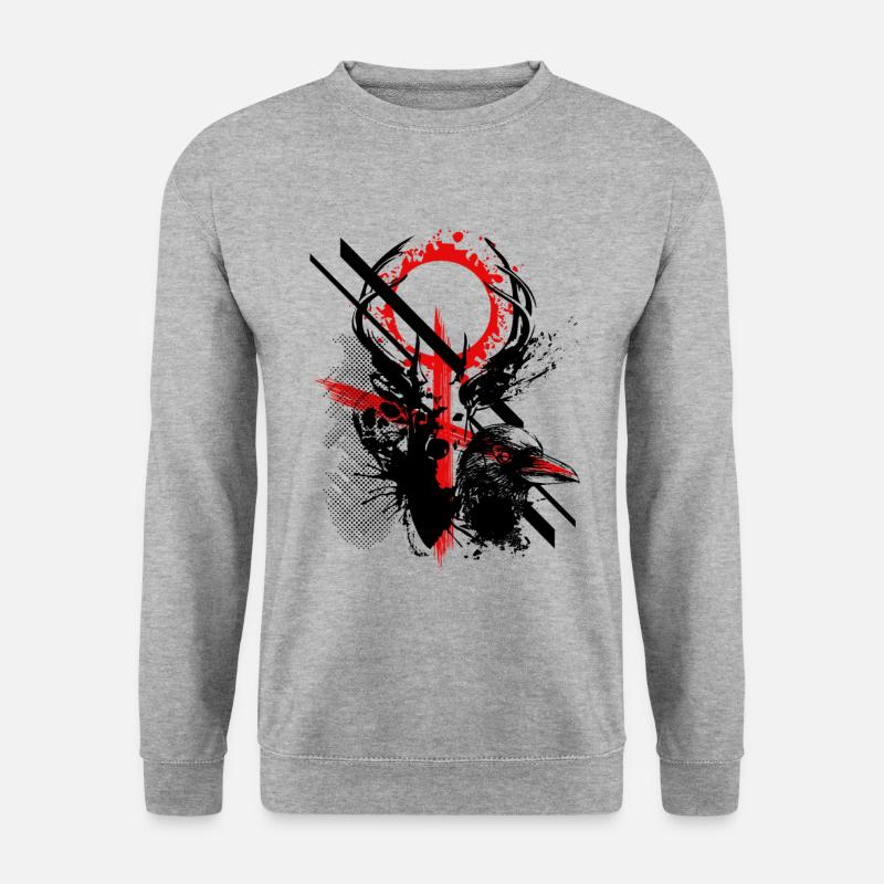 Hirsch Tattoo Style - Unisex Pullover - Weißgrau meliert