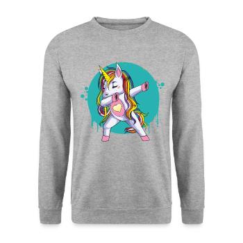 Unicorn dab Girl Kawai Fantasy Gift Humor Baby - Unisex Sweatshirt - salt & pepper - Front - Alina (178cm) & Michal (187cm)