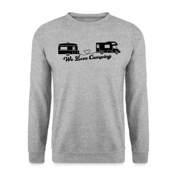 We Love Camping, camper, nature lover - Unisex Sweatshirt - salt & pepper - Front - Alina (178cm) & Michal (187cm)