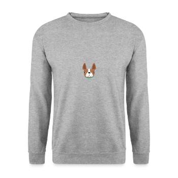 Hund - Unisex Pullover - Weißgrau meliert - Vorne - Alina (178cm) & Michal (187cm)
