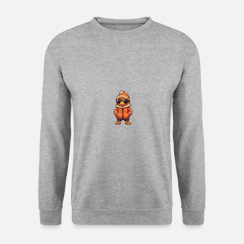 Ente Winter Comic - Unisex Pullover - Weißgrau meliert