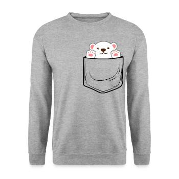 Ours polaire Ours polaire Ours en poche poitrine Poche Poche - Sweat-shirt Unisexe - gris chiné - Devant - Alina (178cm) & Michal (187cm)