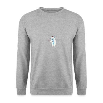 Monster mit Vögeln - Unisex Pullover - Weißgrau meliert - Vorne - Alina (178cm) & Michal (187cm)