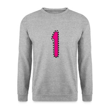 1. 1 JAHR. 1. JAHRESTAG. 1 JAHR GEBURTSTAG - Unisex Pullover - Weißgrau meliert - Vorne - Alina (178cm) & Michal (187cm)