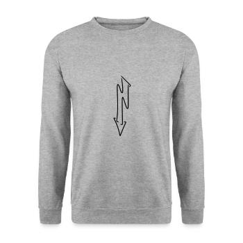 Flèche dessin croquis noir - Sweat-shirt Unisexe - gris chiné - Devant - Alina (178cm) & Michal (187cm)