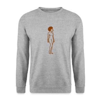 Afro Woman Line Art – Minimalist One-Line - Unisex Sweatshirt - salt & pepper - Front - Alina (178cm) & Michal (187cm)