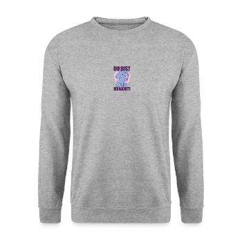 Du bist der nächste süßer Elefant mit Messer - Unisex Pullover - Weißgrau meliert - Vorne - Alina (178cm) & Michal (187cm)