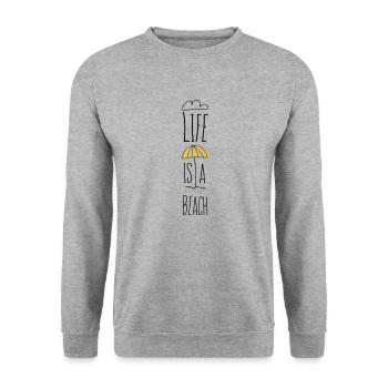 La vie est une plage lettrage été été police - Sweat-shirt Unisexe - gris chiné - Devant - Alina (178cm) & Michal (187cm)
