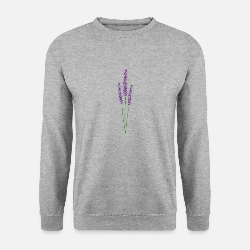 Zweig von Lavendel Provence Nature Violet - Unisex Pullover - Weißgrau meliert