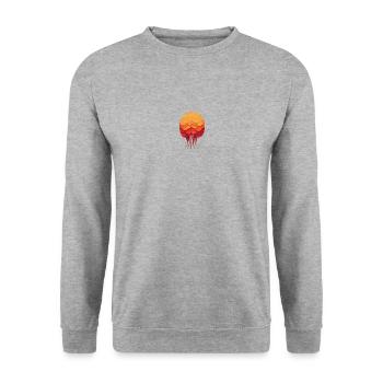 Rote Sonnen Qualle - Unisex Pullover - Weißgrau meliert - Vorne - Alina (178cm) & Michal (187cm)